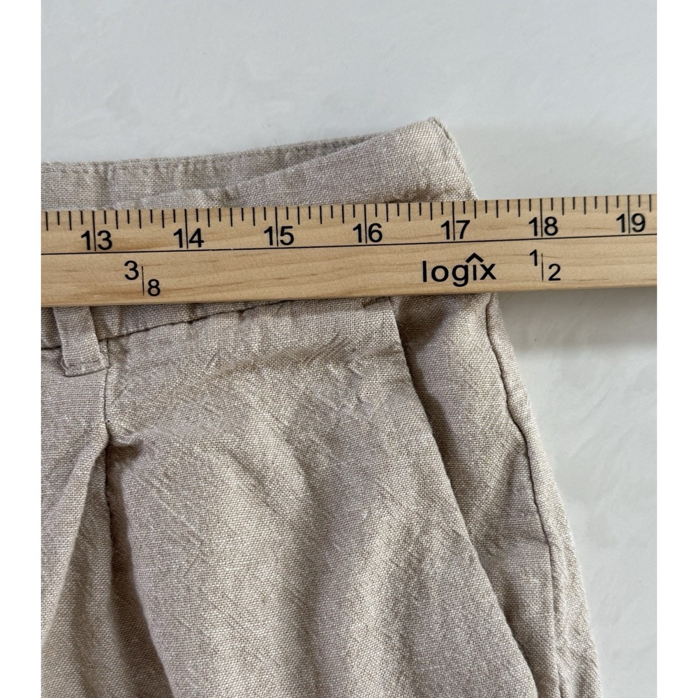 Old Navy Taylor Wide Leg Trouser Women L Extra High Rise Linen Blend Oatmeal - Picture 3 of 8